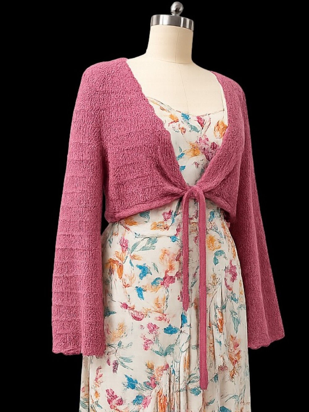 Summer Shrug Crochet Tie Front Bolero Cardigan Boho Cottagecore Layering Sweater